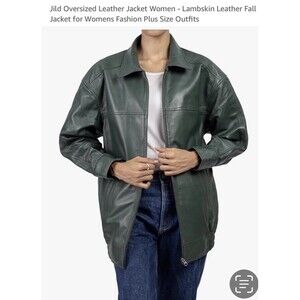 Oversized Leather Jacket Women -Lambskin Leather Soft Buttery Beautiful 2XL NWT